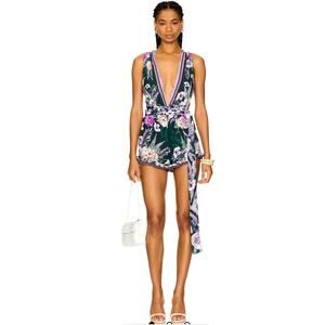 Agua Bendita X Naomi Romper Wild Floral M Convertible Tie Closure Ruffle Trim